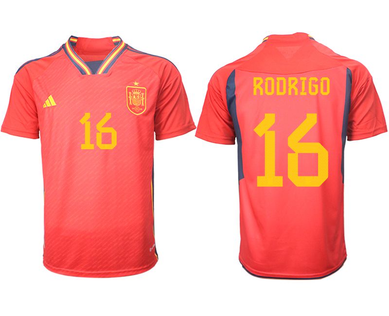 Men 2022 World Cup National Team Spain home aaa version red #16 Soccer Jerseys